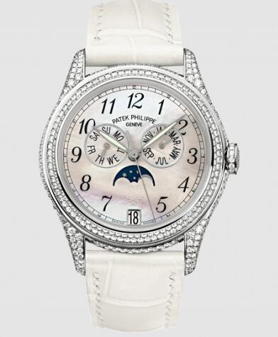 Replica Watch Patek Philippe Annual Calendar 4937 White Gold Diamond White Mother of Pearl 4937G-001